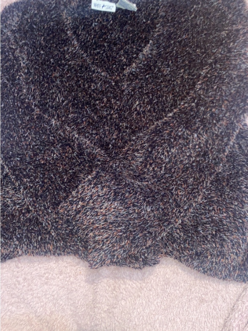 White Stag Brown Speckled Fuzzy V-Neck Sweater